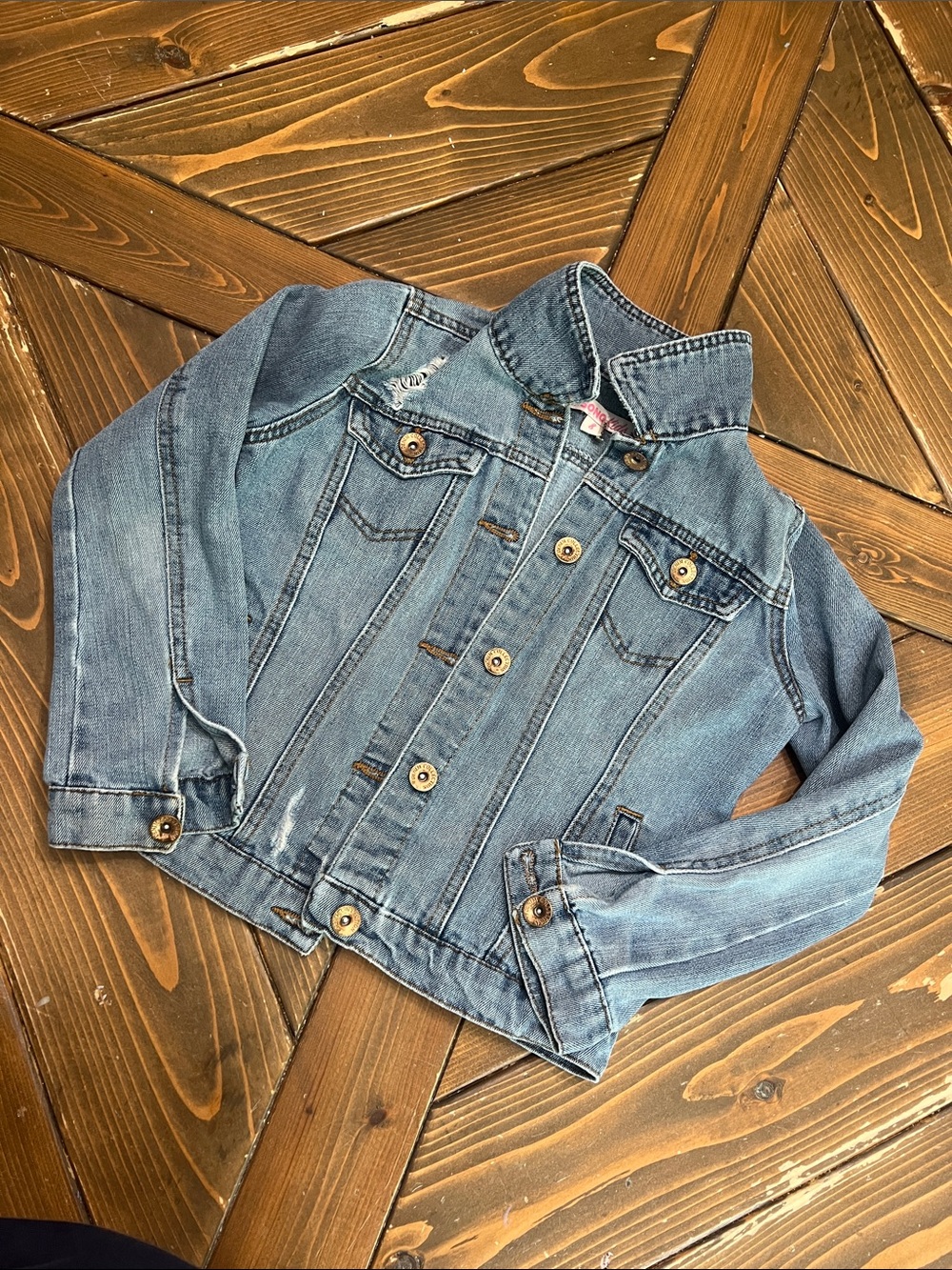 Girls Light Blue Denim Jacket with Button Front